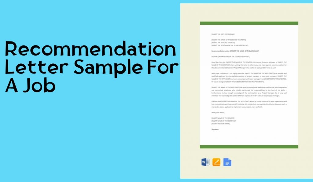 Recommendation Letter Sample For A Job