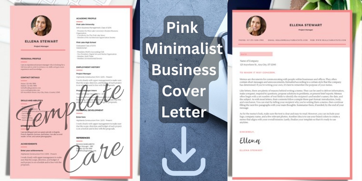 Pink Minimalist Business Cover Letter