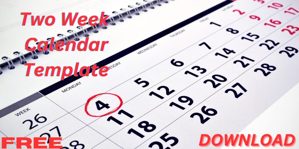 Best Two Week Calendar Template Free DownloadTemplate Care