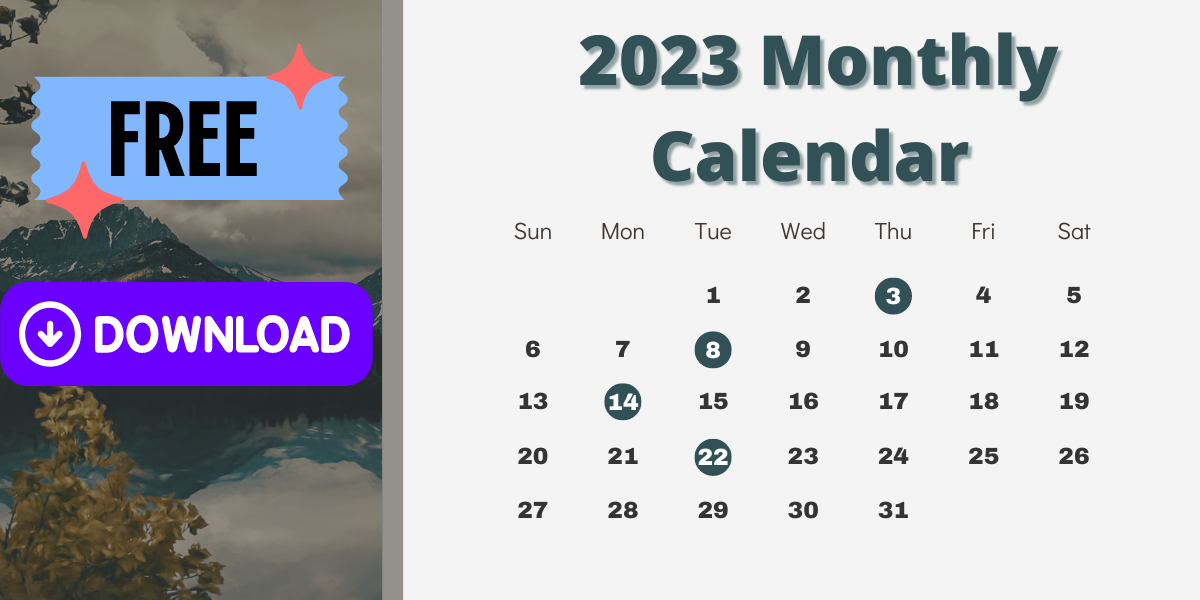 2023 Monthly Calendar