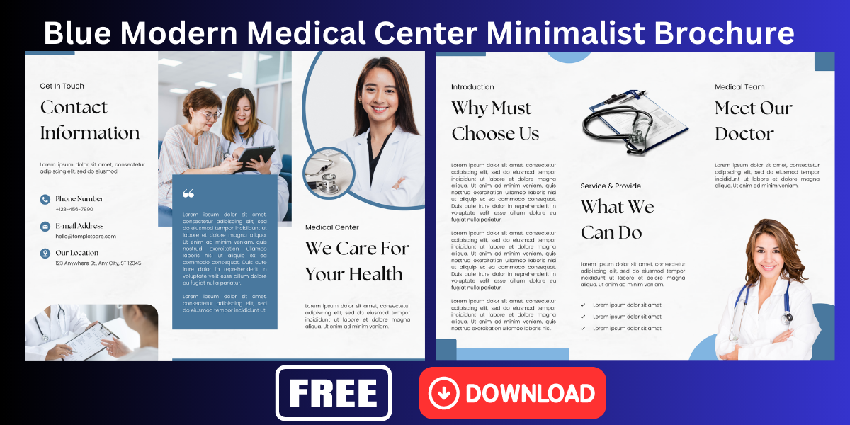 Blue Modern Medical Center Minimalist Brochure