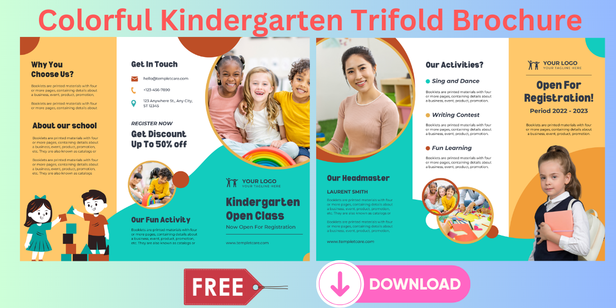 Colorful Kindergarten Trifold Brochure