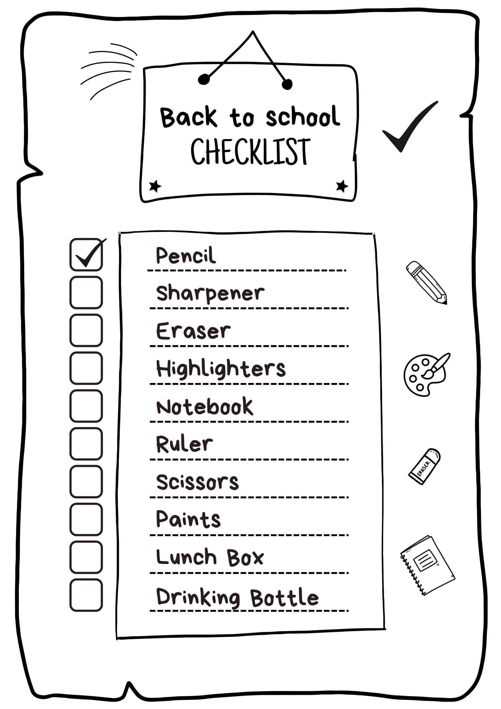 Black and White Back to School Checklist_