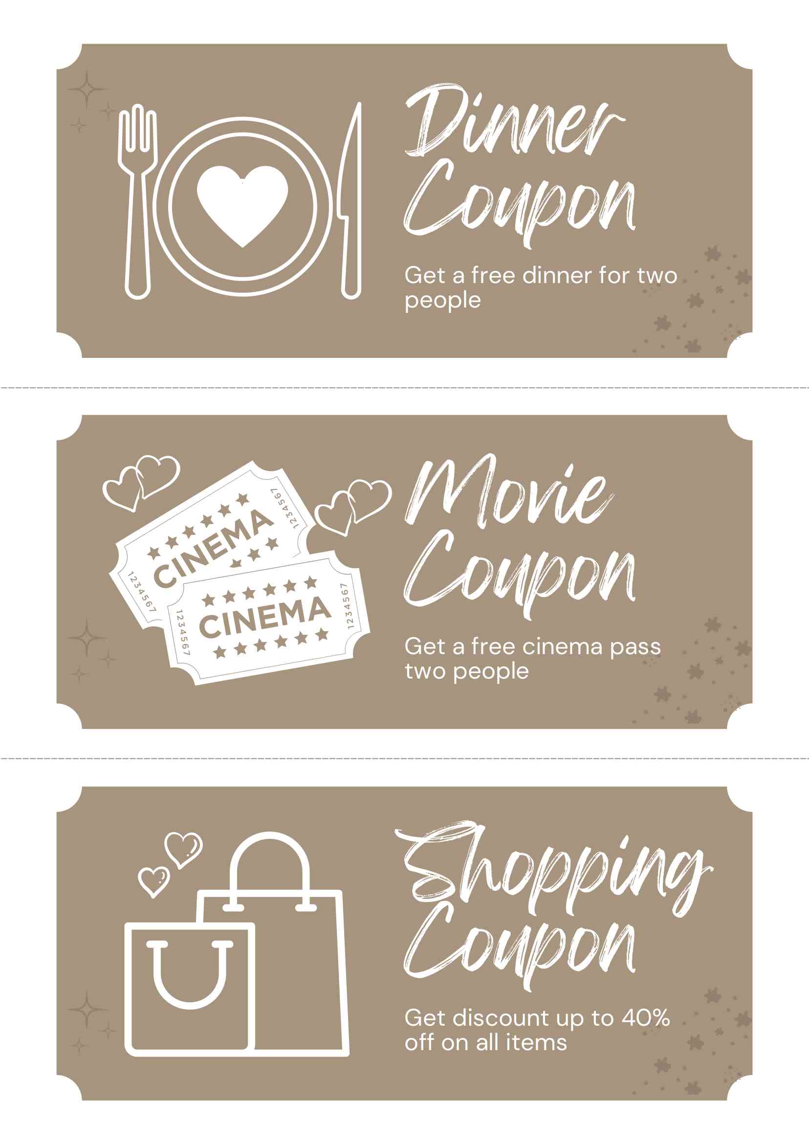 Brown Illustrated Love Coupons