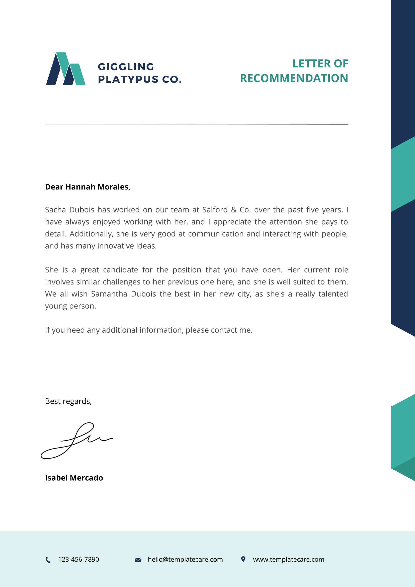 Navy Green Blue Simple Elegant Business Letter