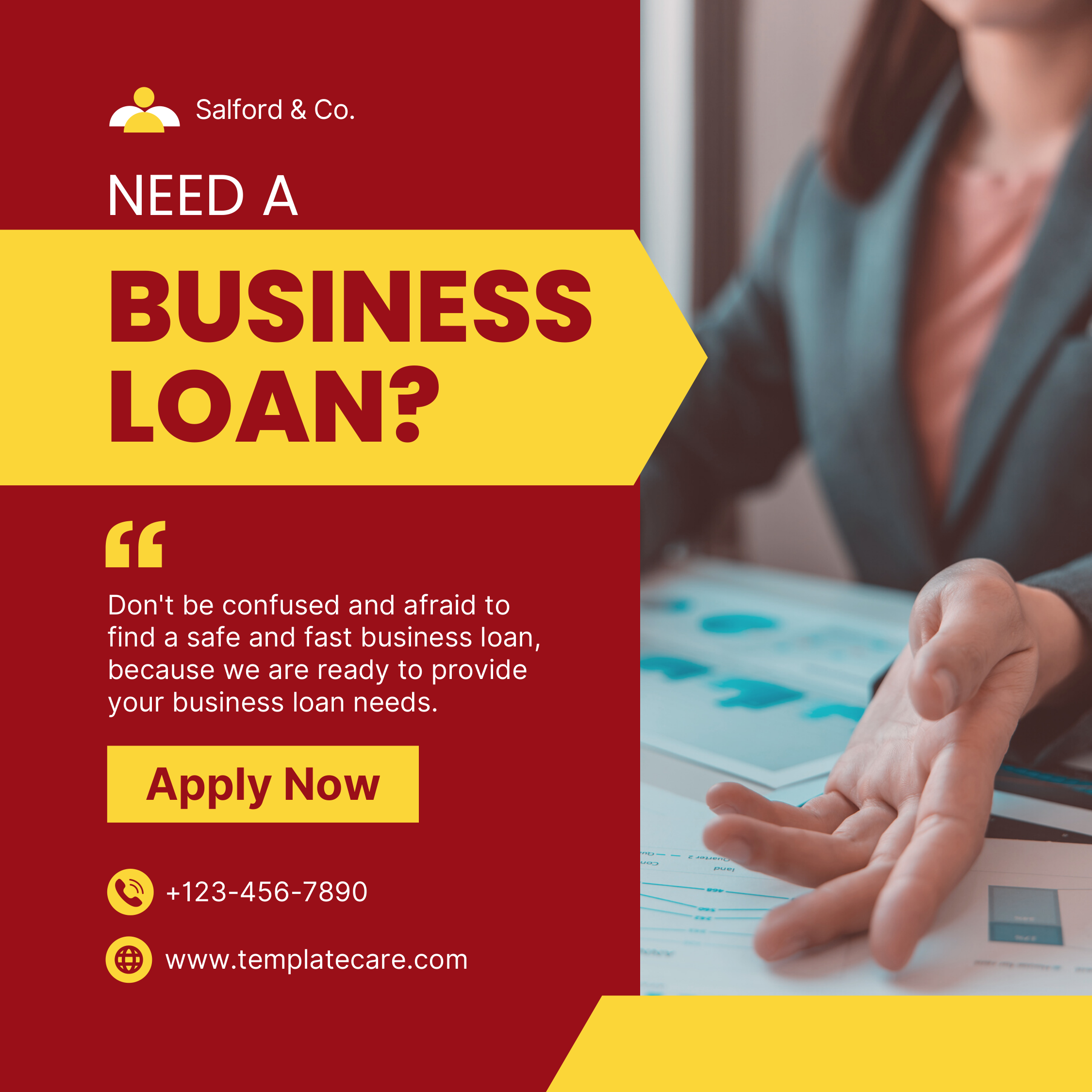 10342 Red And Yellow Modern Business Loan Instagram Post