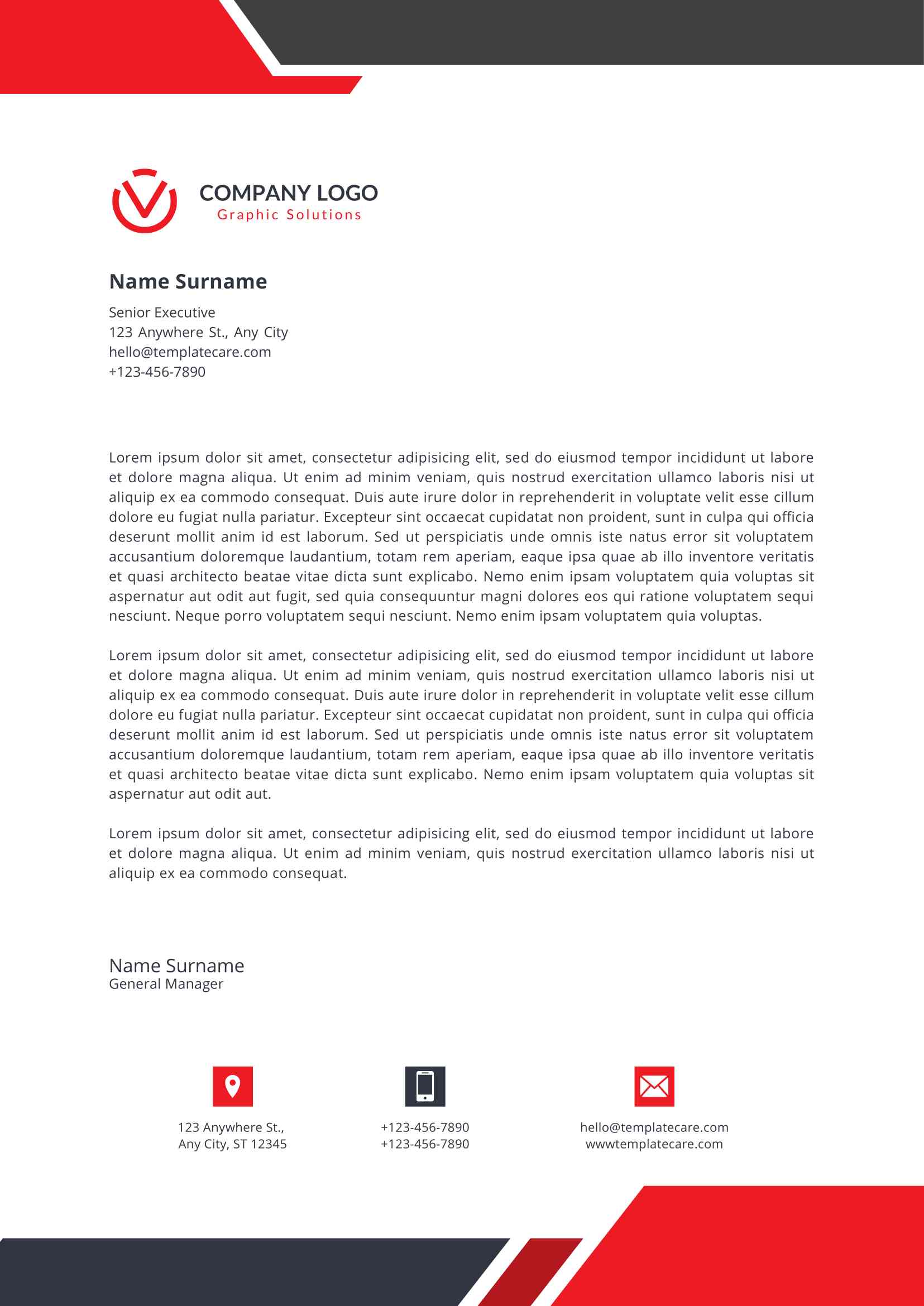 Red Formal Minimalist Company Letterhead